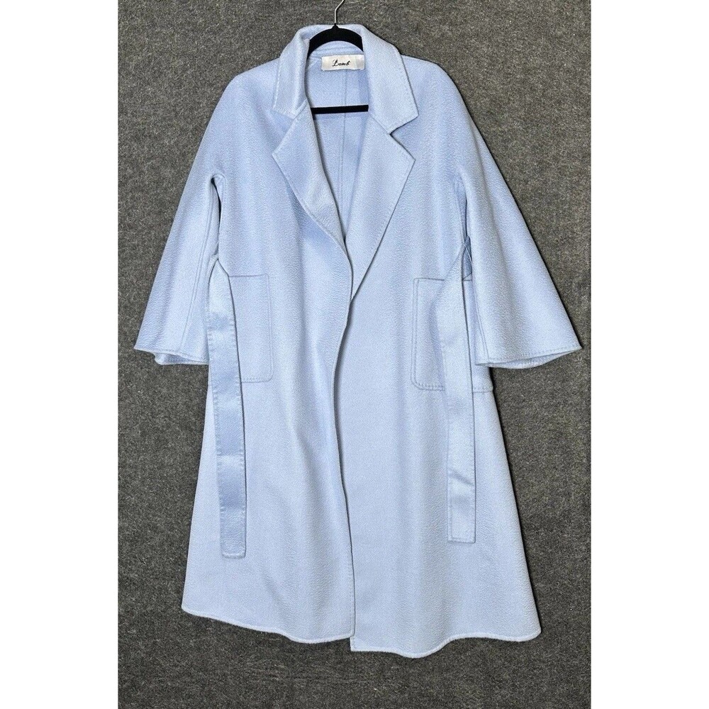 L.A.M.B. Pale Blue Belted Wool Trench Coat - Picture 2 of 9